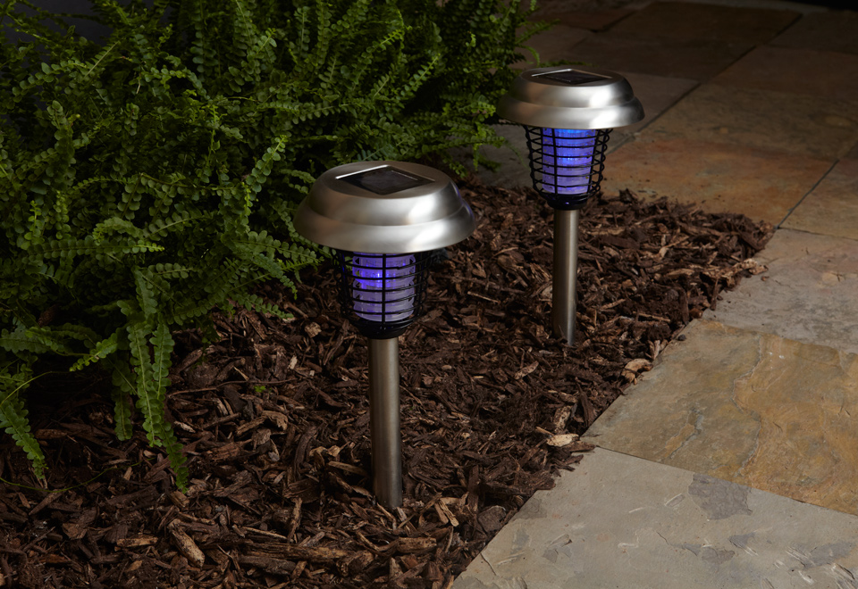 Set Of 2 Solar Insect Bug Zapper Lights Sharper Image
