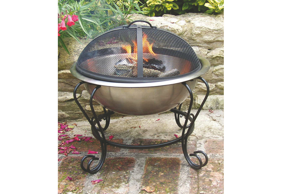 Dual Purpose Fire Pit and Iced Beverage Holder Sharper Image