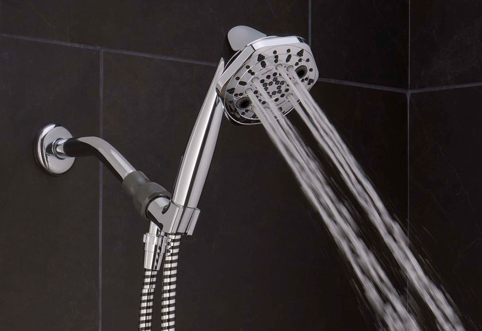 PressureBoosting MultiSetting Showerhead Sharper Image