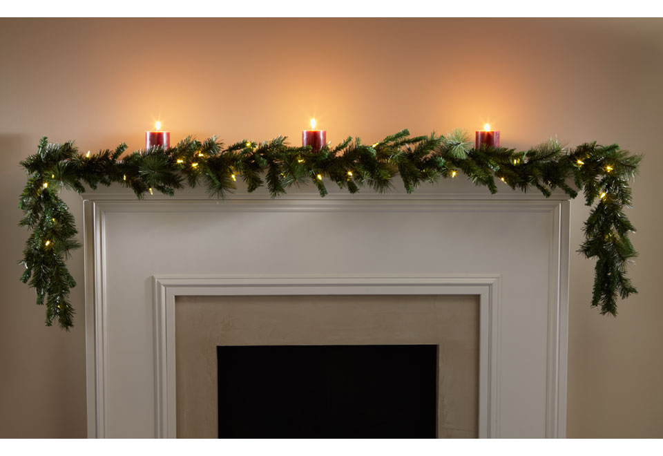 9 Ft Battery Operated Garland Sharper Image