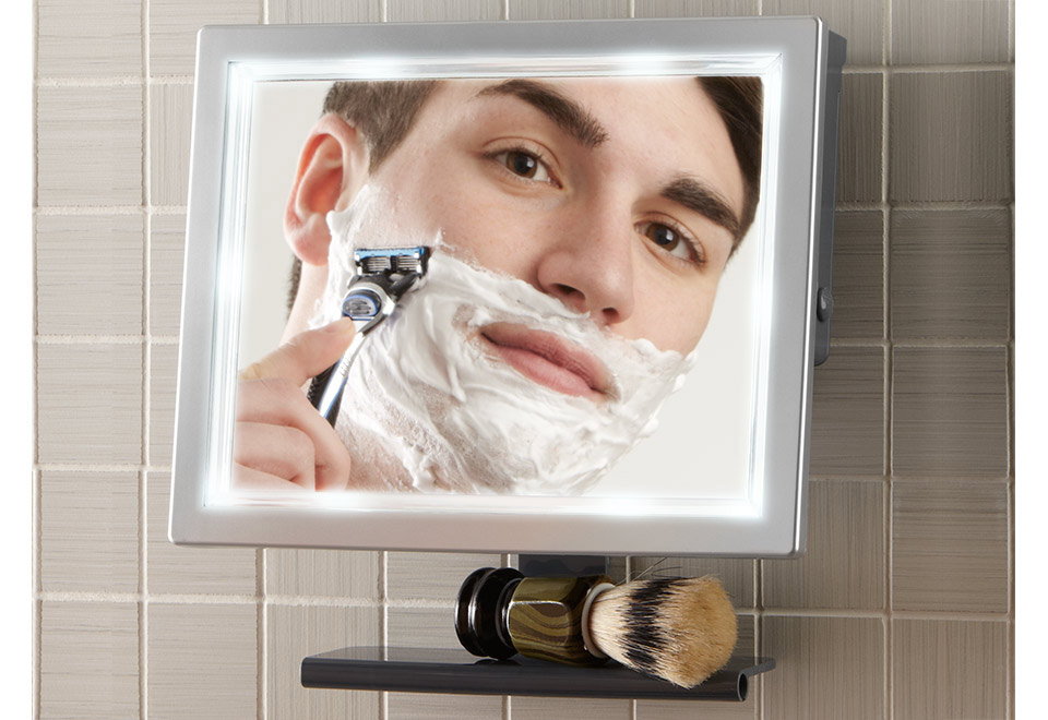 Pivoting Fog Free Led Shower Mirror Sharper Image
