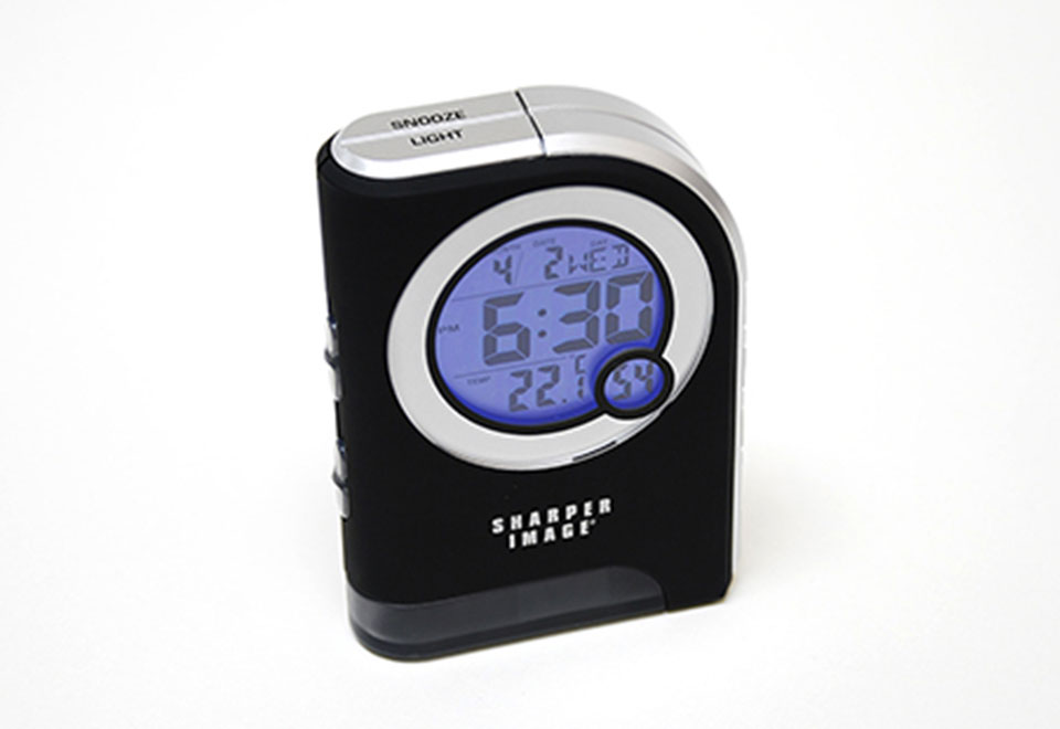 Travel Alarm Clock with Dual LED Flashlight Sharper Image