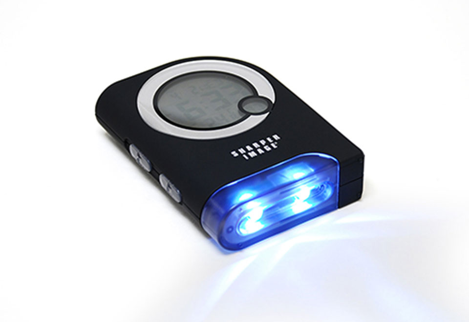 Travel Alarm Clock with Dual LED Flashlight Sharper Image