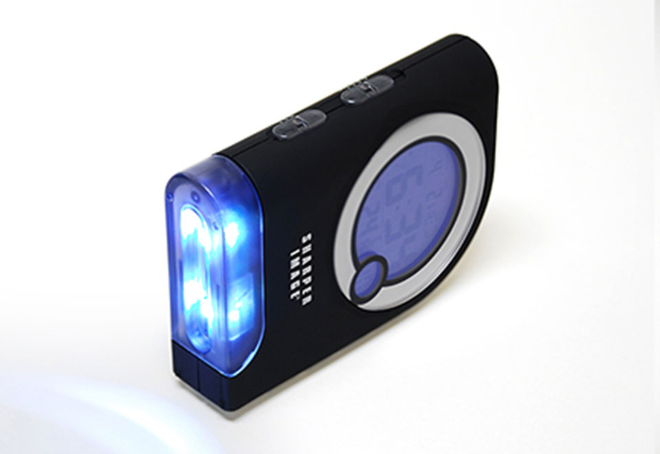 Travel Alarm Clock with Dual LED Flashlight Sharper Image