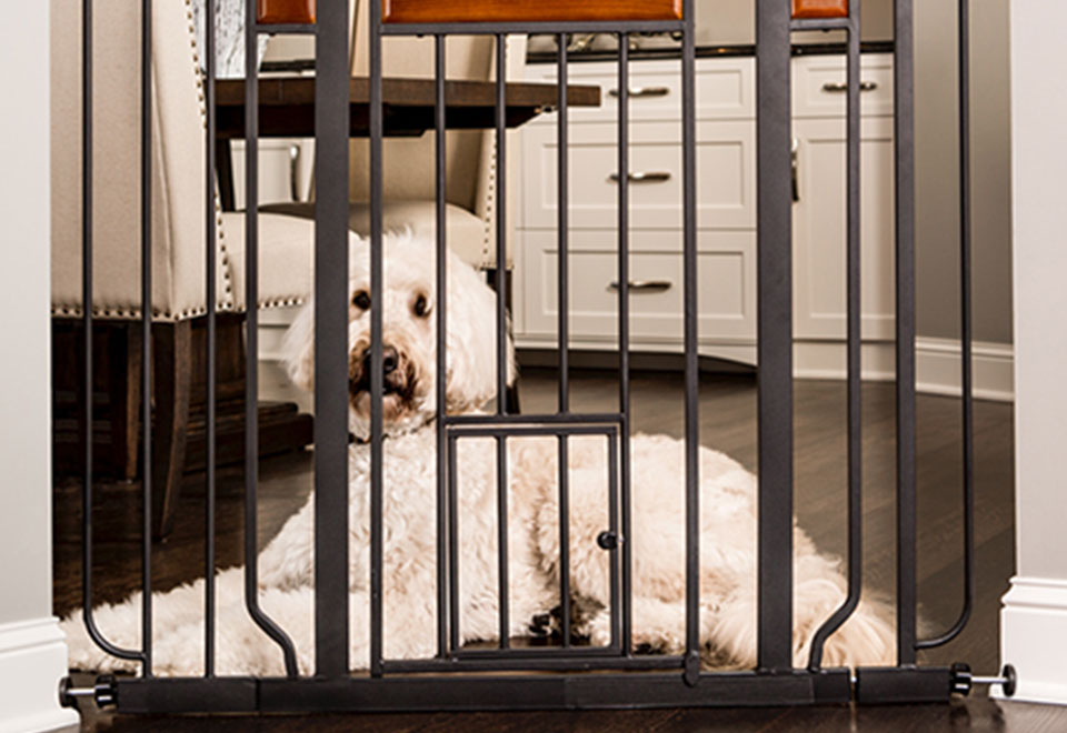 WalkThru Pet Gate with Small Pet Door Sharper Image