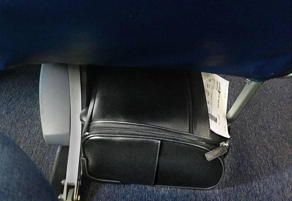 Wide Mouth Leather Underseat Wheeled Luggage Sharper Image