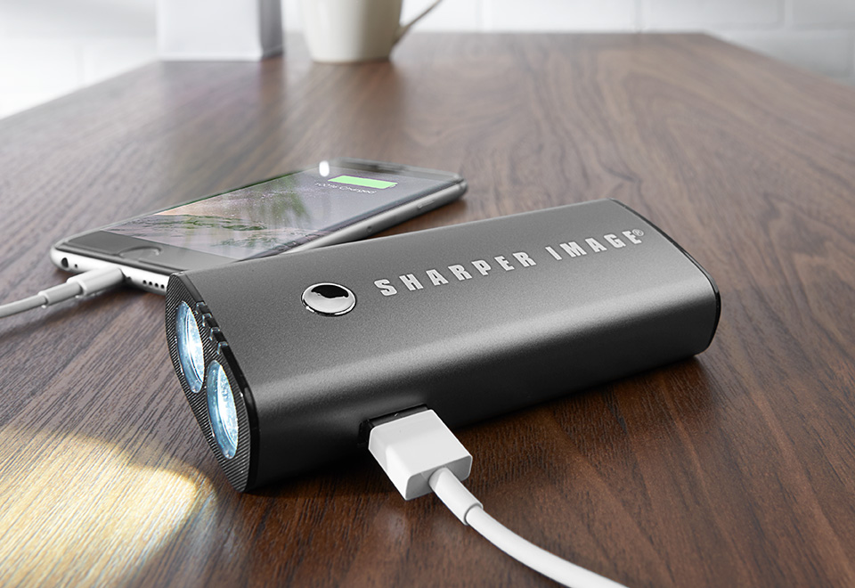 Smartphone Battery Backup with Flashlight Sharper Image
