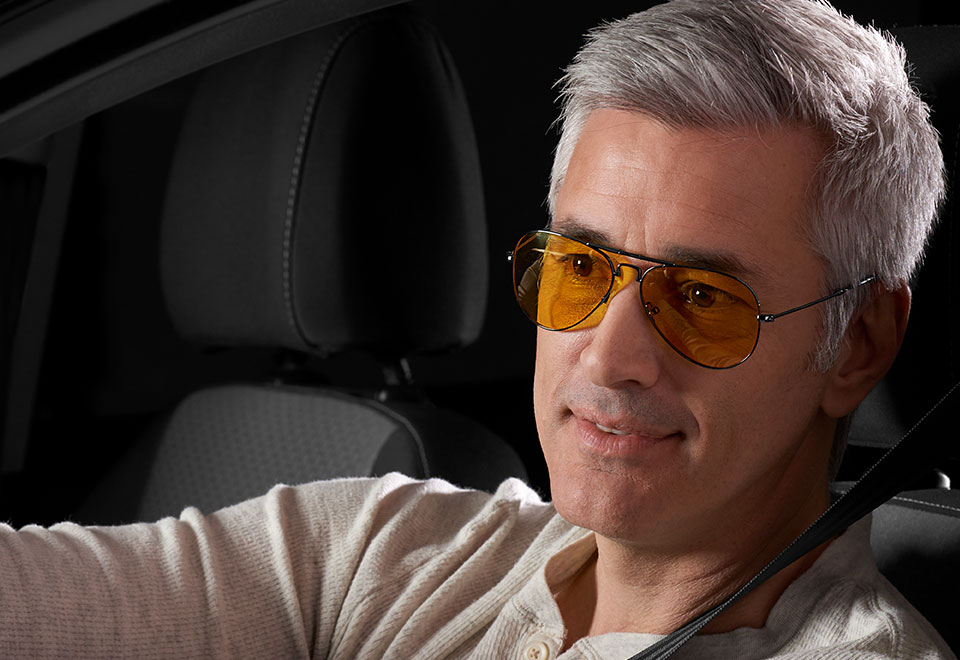 Folding Aviator Night Time Driving Glasses Sharper Image