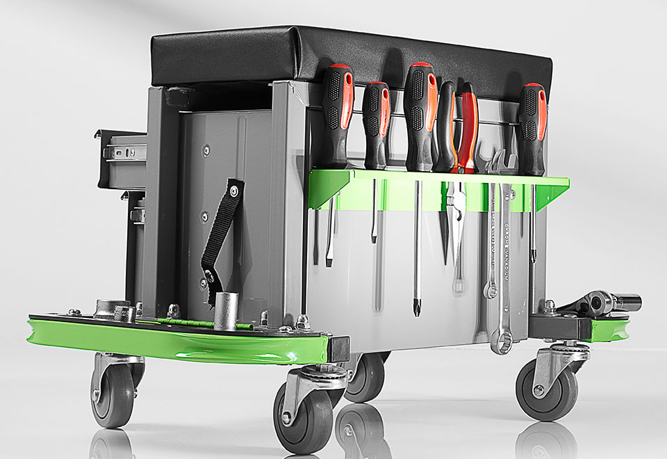 Rolling Toolbox Stool Sharper Image
