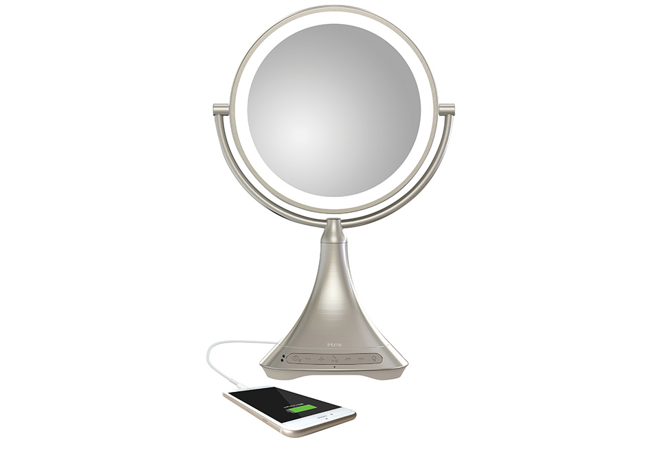 Vanity Mirror with Bluetooth Speaker Sharper Image