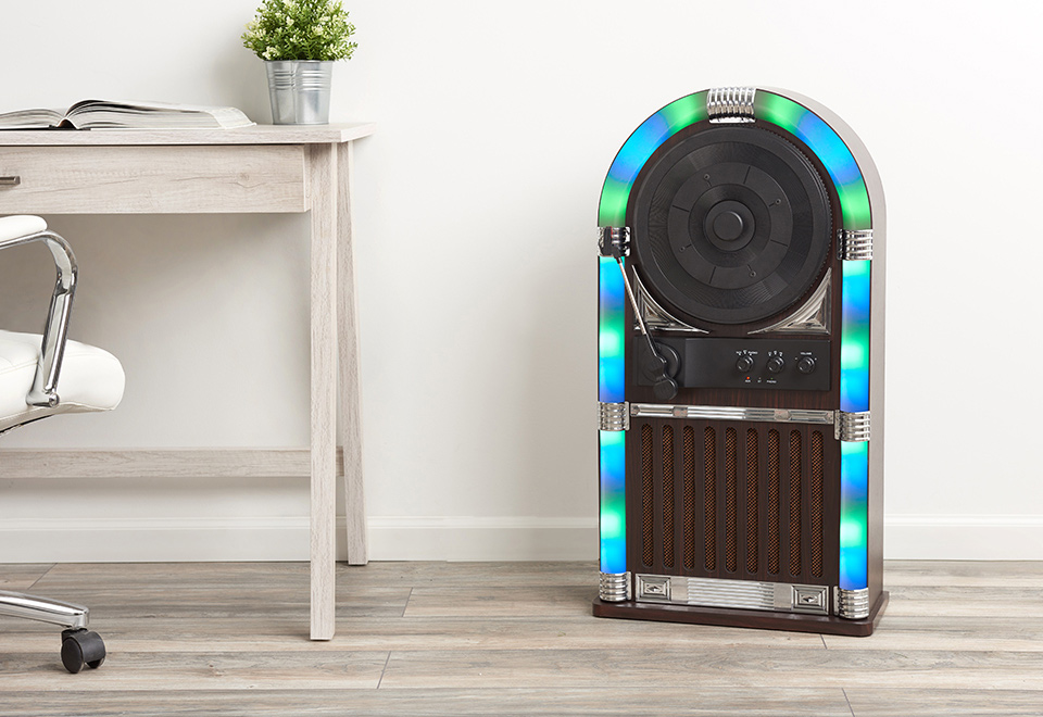 Wireless LED Jukebox And Record Player Sharper Image