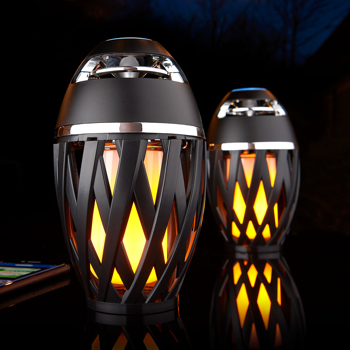Tiki Torch Outdoor Bluetooth Speakers (Set of 2) Sharper Image