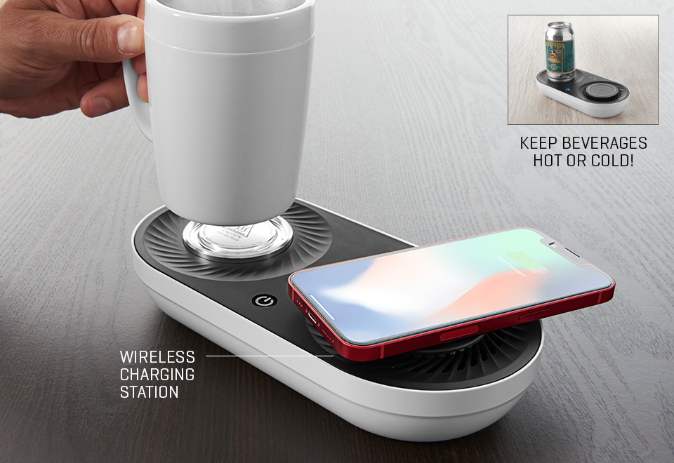 Heating/Cooling Beverage Base with Wireless Charging Sharper Image