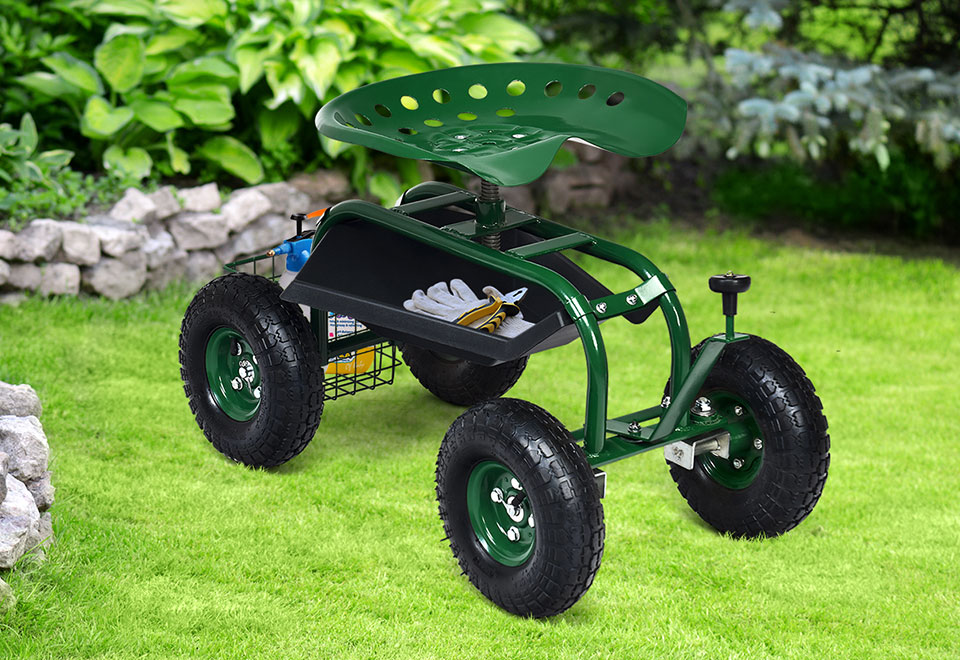 Heavy Duty Rolling Garden Seat Sharper Image